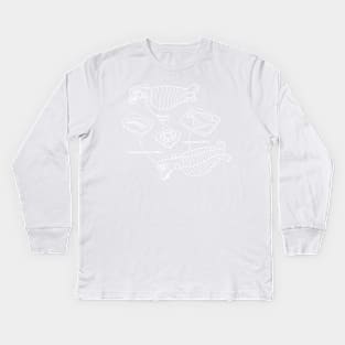 Anomalocaris and Associated Fossils White Line Drawing Kids Long Sleeve T-Shirt